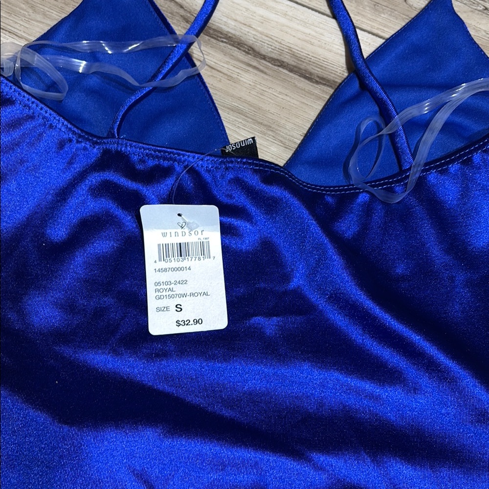 Windsor Blue Bodycon Mini Dress Spaghetti Strap - Picture 2 of 3